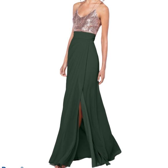 WATTERS Natasha style #2508 evergreen Pleated Maxi Skirt 2 - Picture 1 of 9